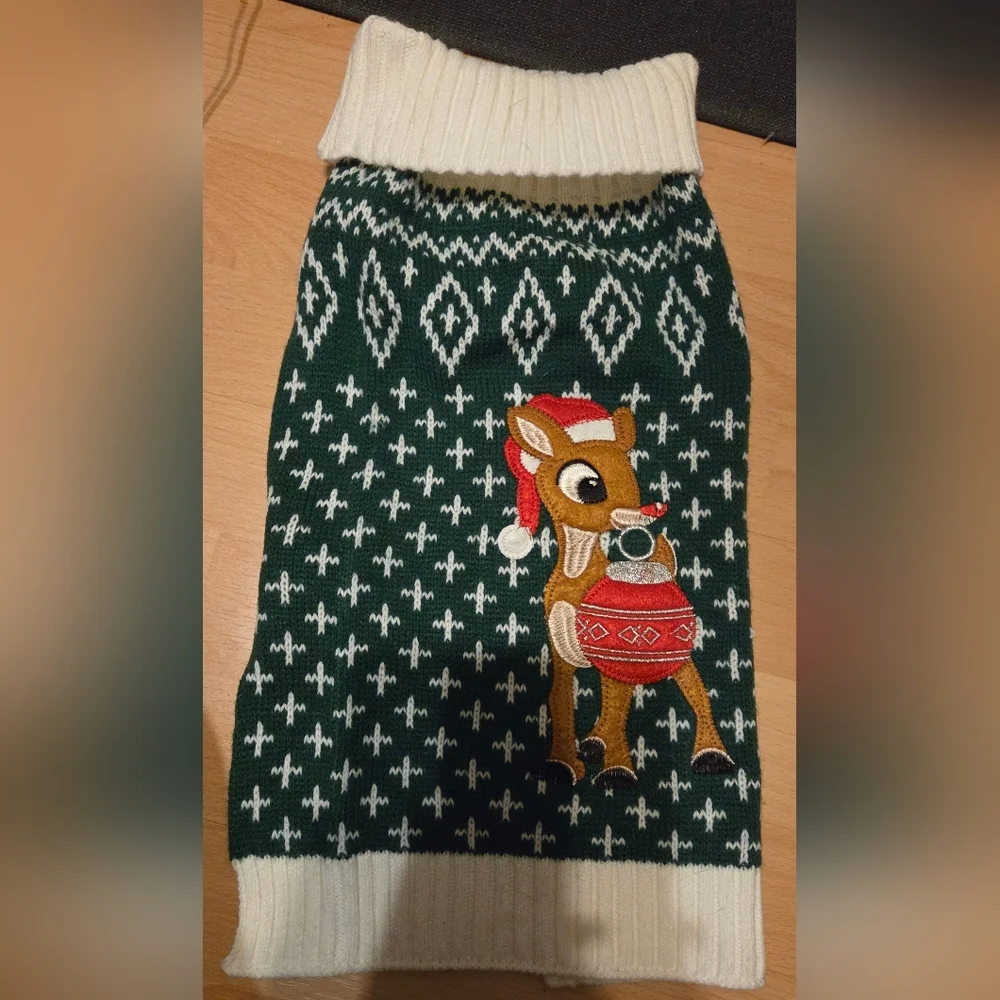 Official Licensed Rudolph the Red-Nosed Reindeer Holiday Dog Sweater Medium